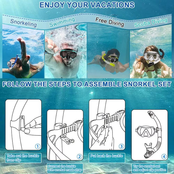 The ScubaDiving Gear Store Snorkelling Set - Full Frame Mask & Dry Snorkel - Multiple Colour Options