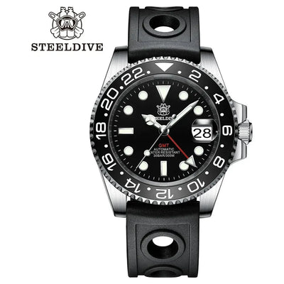 Steeldive 93Hh-Hr All Black / 60 Clicks V2 Bezel Steeldive SD1993 C3 - 300M Waterproof Mens Dive Watch