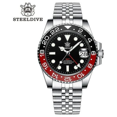 Steeldive 93Hr-Jbl Black-Red / 60 Clicks V2 Bezel Steeldive SD1993 C3 - 300M Waterproof Mens Dive Watch