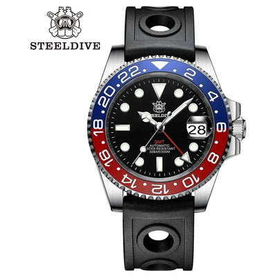 Steeldive 93Lr-Hr Blue-Red / 60 Clicks V2 Bezel Steeldive SD1993 C3 - 300M Waterproof Mens Dive Watch