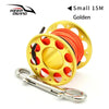 The ScubaDiving Gear Store Golden 15M Diving Aluminium Spool - 15/30m - Multiple Color Options