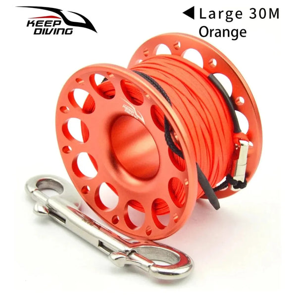 The ScubaDiving Gear Store Orange 30M Diving Aluminium Spool - 15/30m - Multiple Color Options