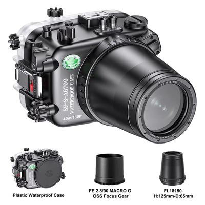 The ScubaDiving Gear Store Fe 2.8 90 Macro Seafrogs Camera Waterproof Case Suitable forA6700 Camera Diving Photography Protection Underwater Photography