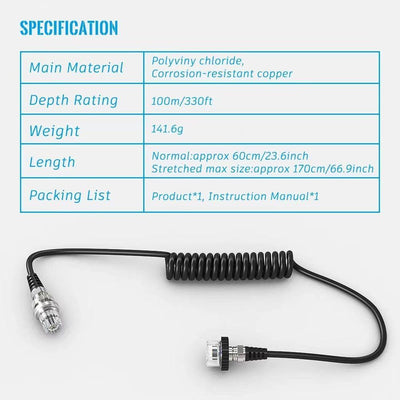 The ScubaDiving Gear Store Seafrogs Diving Waterproof Shell Flashlight Connection Line 5 Pin Synchronous Lightning Conductor Cable Data Line