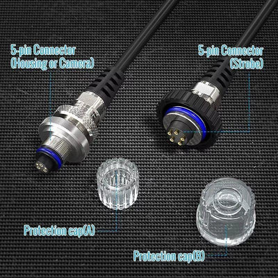 The ScubaDiving Gear Store Seafrogs Diving Waterproof Shell Flashlight Connection Line 5 Pin Synchronous Lightning Conductor Cable Data Line