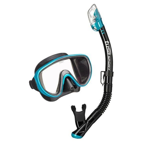TUSA Black / Ocean Green TUSA SPORT UC1625 Mask and Snorkel Set ADULT Black Series
