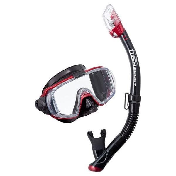 TUSA Black / Metallic Dark Red TUSA SPORT UC3125 Mask and Snorkel Set ADULT Black Series