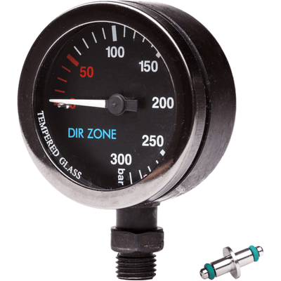 DIRZONE 52mm Naked Pressure Gauge - Black Chrome & PVD - The ScubaDiving Gear Store