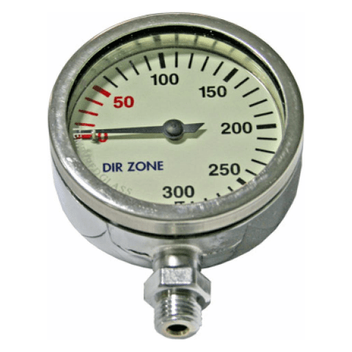DIRZONE 63mm Naked Pressure Gauge - Nickel - The ScubaDiving Gear Store