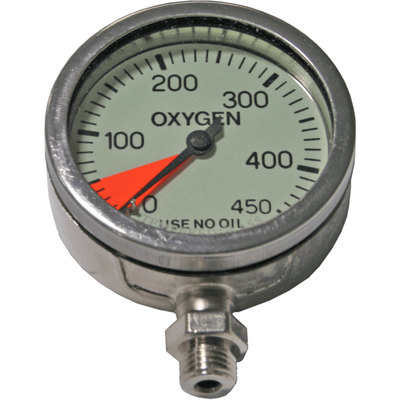 DIRZONE 63mm Naked Pressure Gauge - Nickel OXYGEN 0-400bar - The ScubaDiving Gear Store
