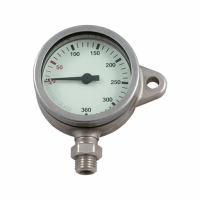 DIRZONE Single Gauge DIRZONE 52mm Naked Pressure Gauge - Tempered Glass, SNAP+SHACKLE Bolt Snap