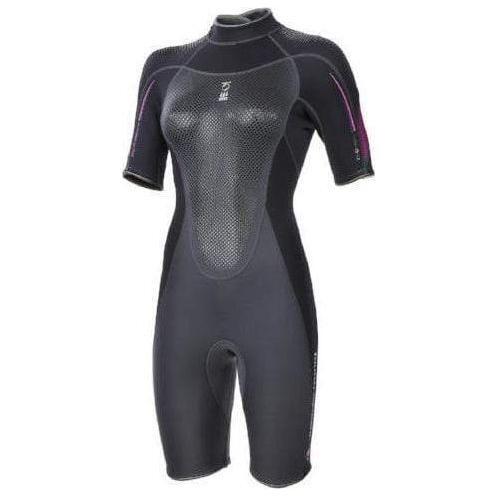 Fourth Element Xenos Womens 3mm Shortie Blk/Fucshia - The ScubaDiving Gear Store