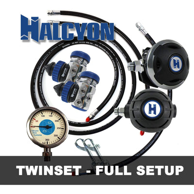 Halcyon Complete DIR Twinset Regulator Set - Premium Diaphragm System - H-50D, Halo, Aura - The ScubaDiving Gear Store