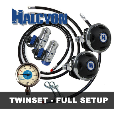 Halcyon Complete DIR Twinset Regulator Set - Premium Piston System - H-75P, Halo - The ScubaDiving Gear Store